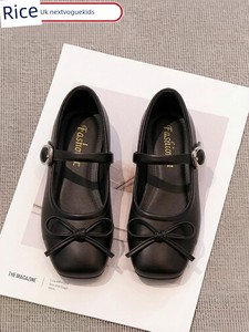 Girls' Black Leather Shoes for Performances, Soft-Soled Summer Children's Shoes, 2026 New Model, Preppy Style, Stylish B