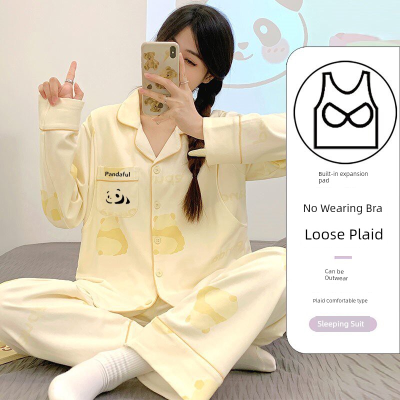 With Chest Pad Pure Cotton Spring and Autumn Nursing Clothing Confinement Clothing — 3