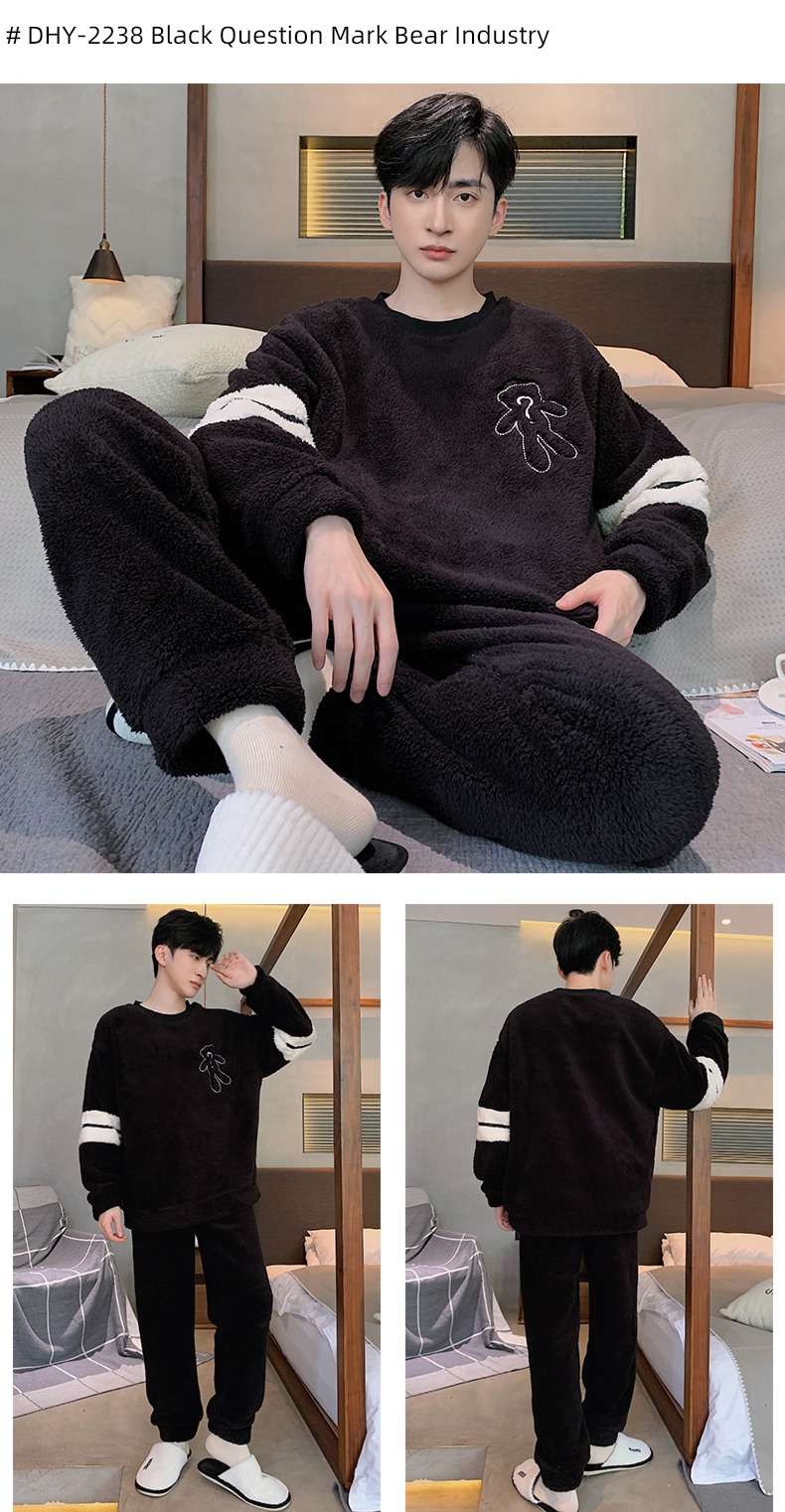 male thickening keep warm Flannel Condom Autumn and winter pajamas