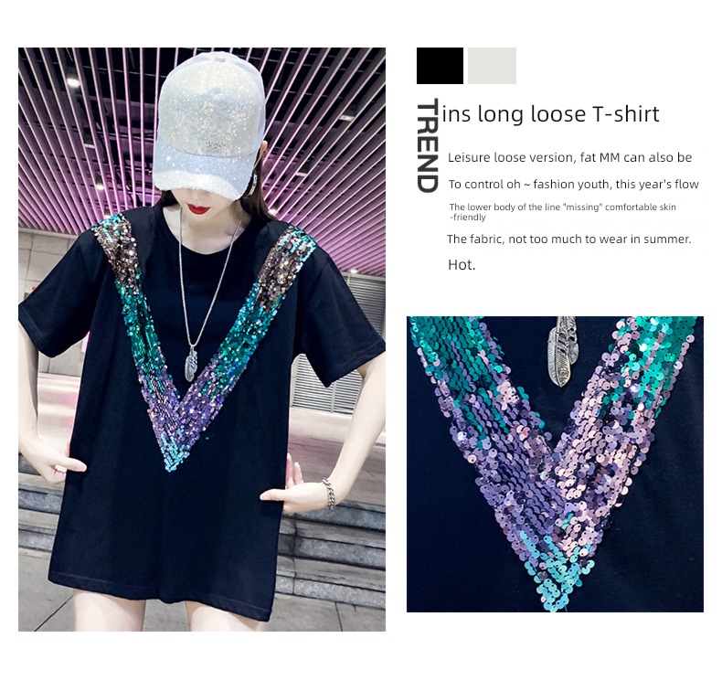 easy Shining Pearl slice enlarge jacket Short sleeve T-shirt