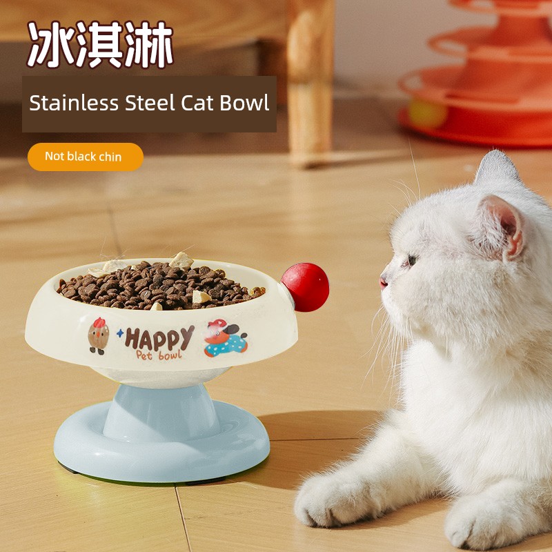 猫碗不锈钢猫食盆猫咪饭碗粮碗喝水碗狗碗加高护颈狗盆增高宠物碗