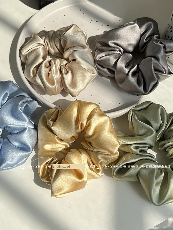 30mm Silk Scrunchie 4cm Hair Tie 100% Mulberry Silk Heavy-Duty Thickened High-End Vintage Hair Rope Hair Accessory — 3