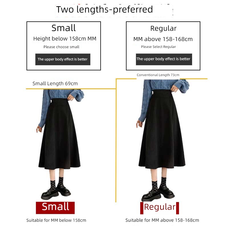 Wool Autumn and winter Big swing Show thin Pleat High waist skirt