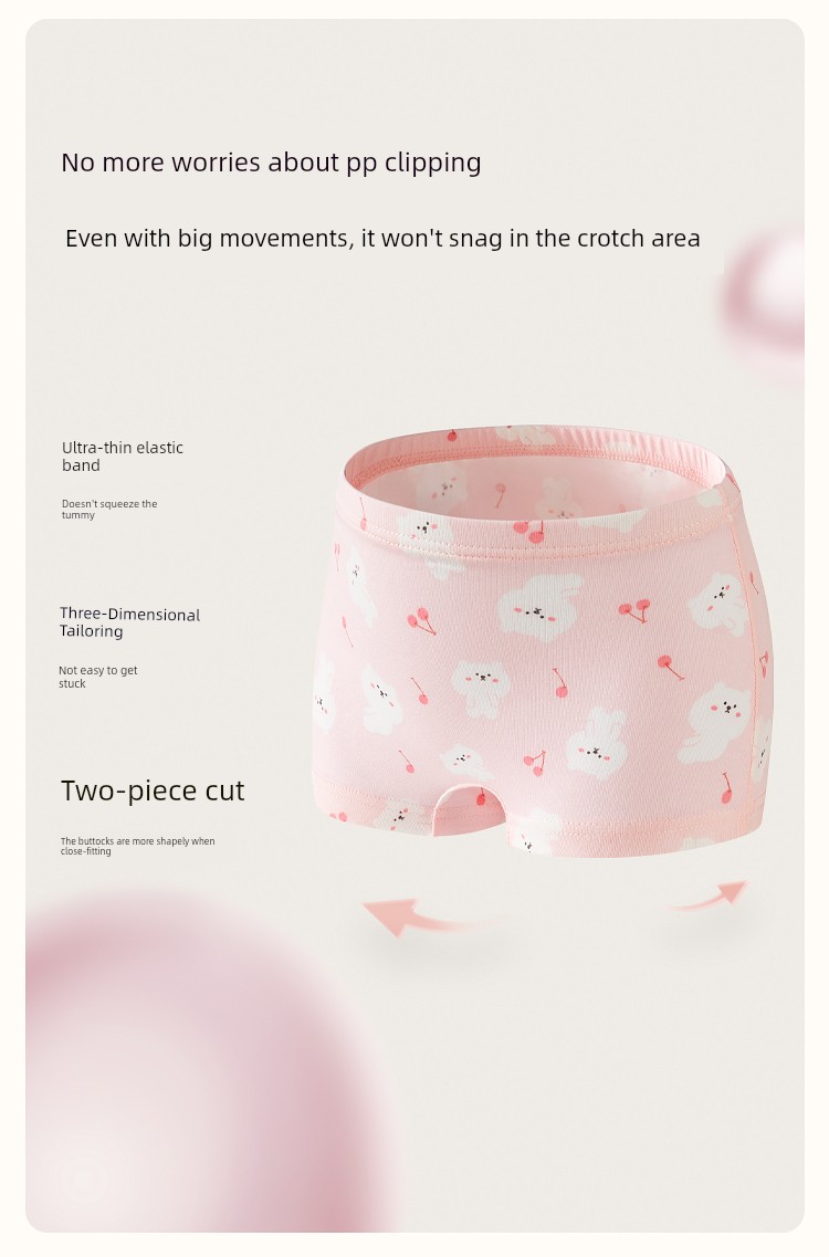 Balabala Girls' Underwear, Pure Cotton Children's Boxer Shorts, Toddler and Big Kids' Triangle A-Class Non-Binding Three-Pack — 9