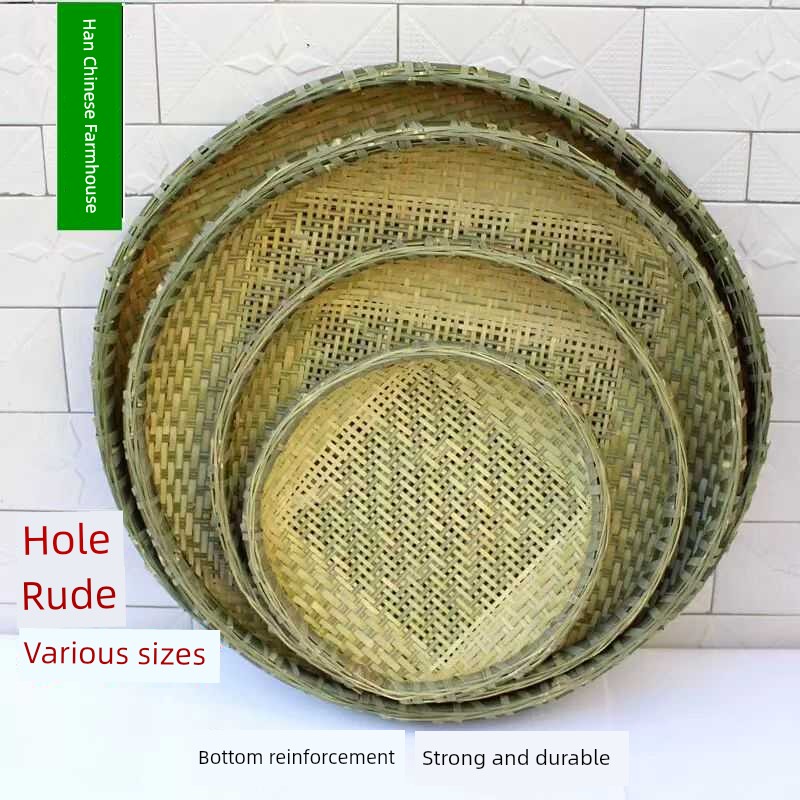 Bamboo Products For Home round Winnowing Fan Perforated Non-Porous Bamboo Sieve Handmade Bamboo Products Bamboo Plaque Dry Goods Drying Decoration