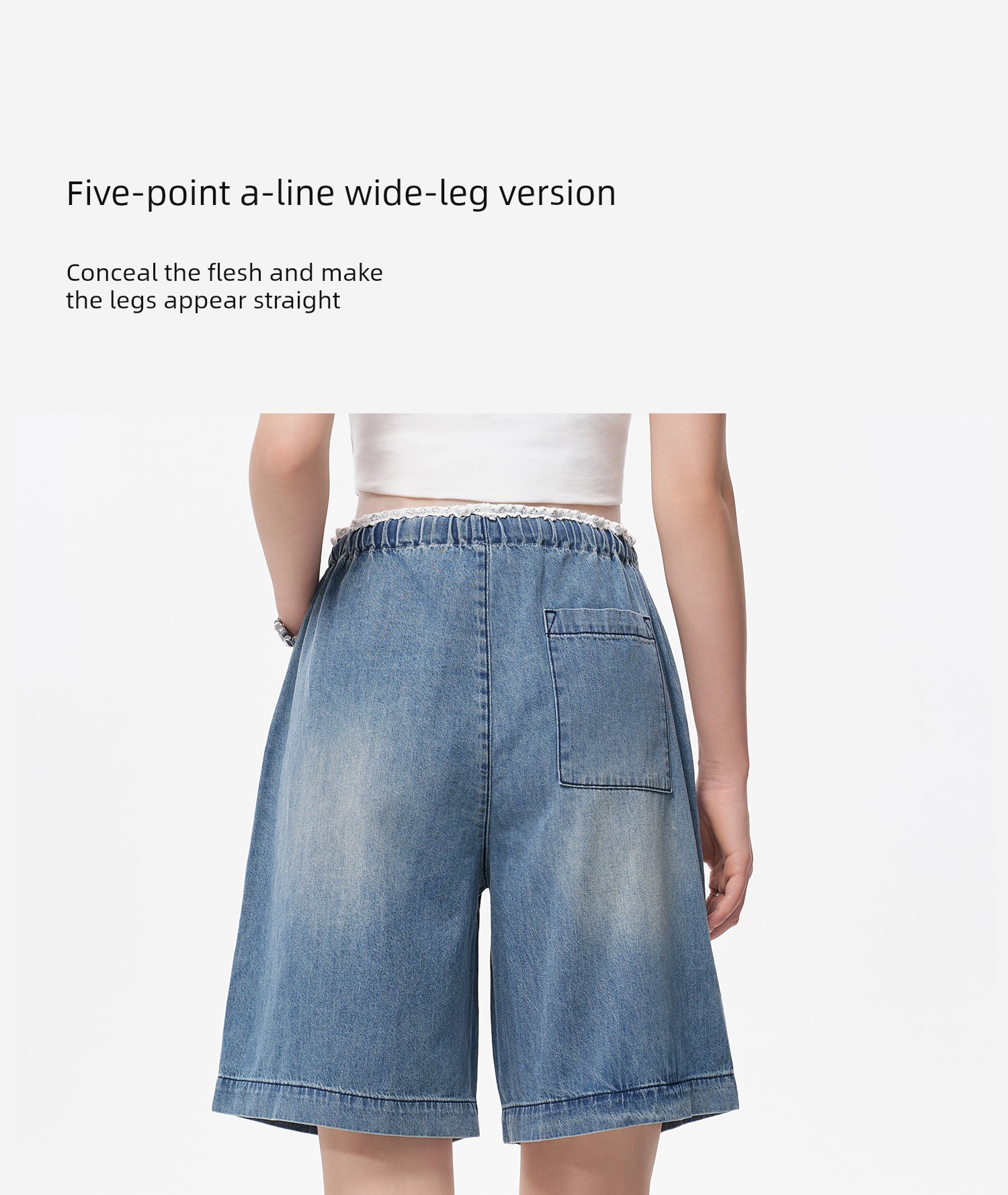 Masanon Maternity Jeans Summer Thin Style Outerwear for Petite Women with Lace Trim Five-Point Shorts Summer Wear 2026 New Model — 15