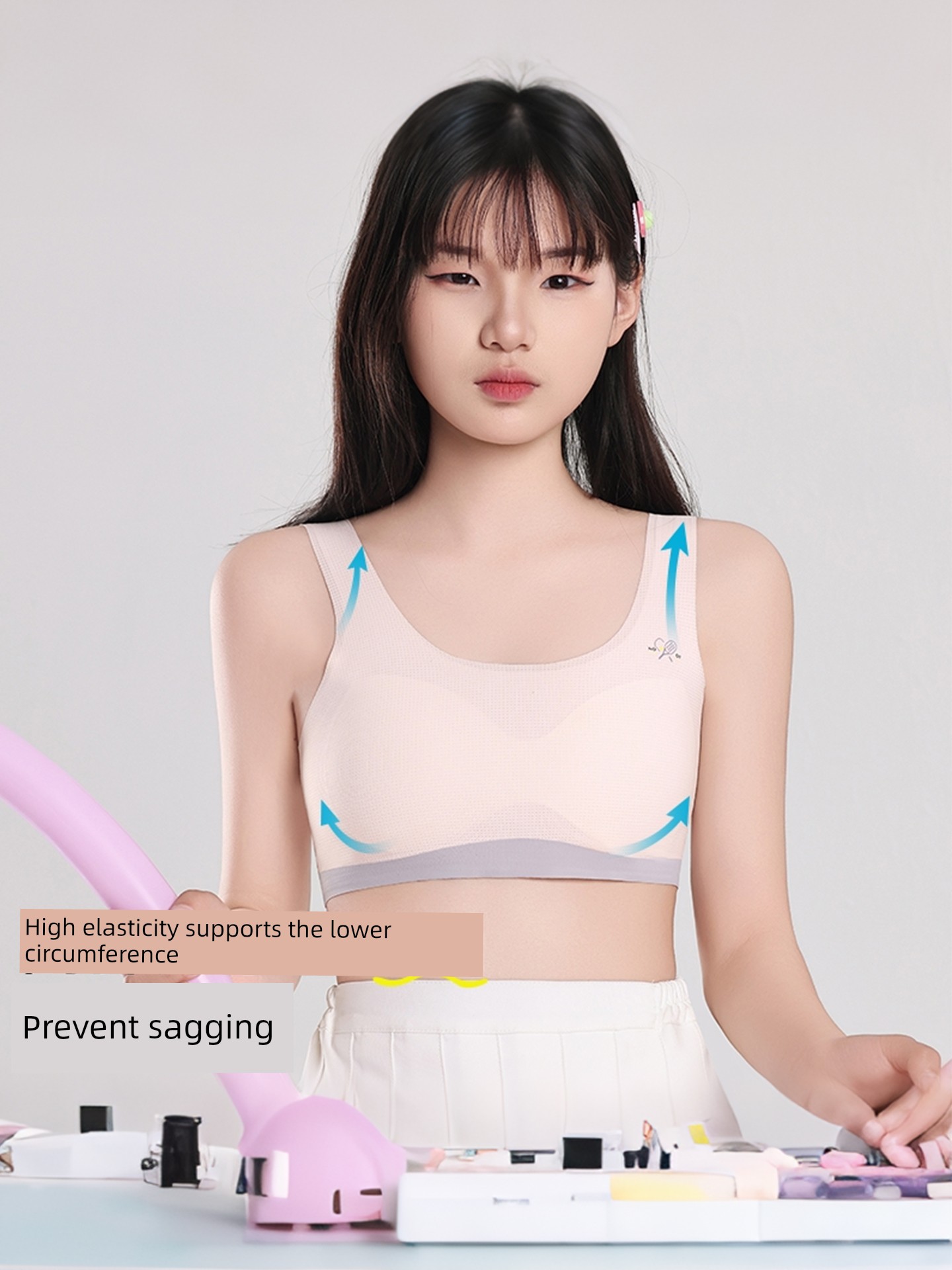 Nanjiren Fixed-Cup Girls' Underwear for Development Period, Student Bras for 8-16 Years Old Adolescent Girls, Breathable Small Vest — 3