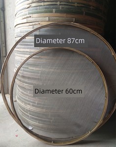 Bamboo Sieve Bamboo Products Bamboo Woven Tea Stainless Steel Wire Screening Mesh Perforated Bamboo Dustpan Baking Scree