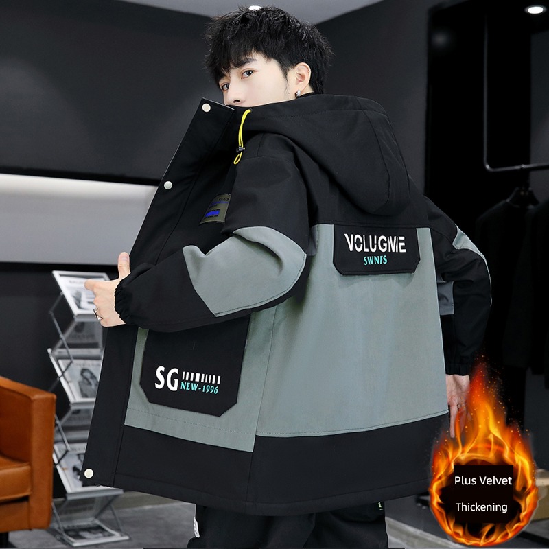 tide winter Plush thickening junior high school student Autumn clothes loose coat