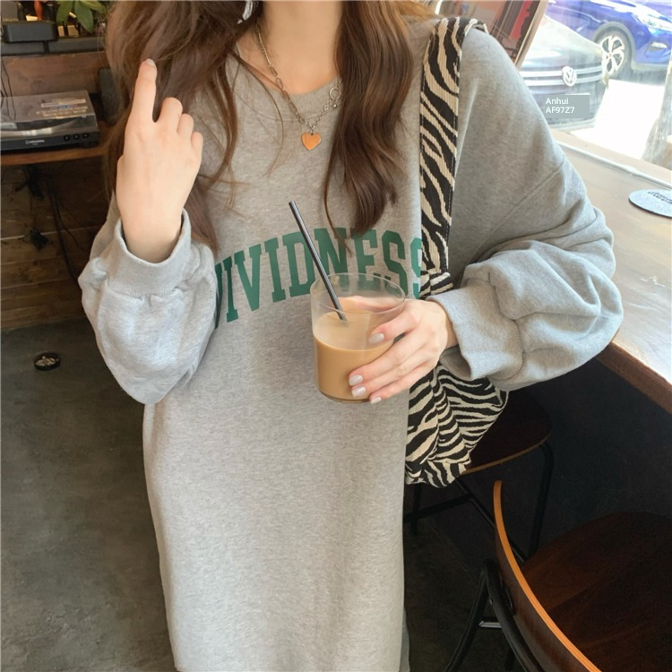 easy Lazy wind Show thin leisure time grey Dress