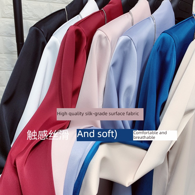 easy Long sleeve shirt jacket Silk satin acetic acid