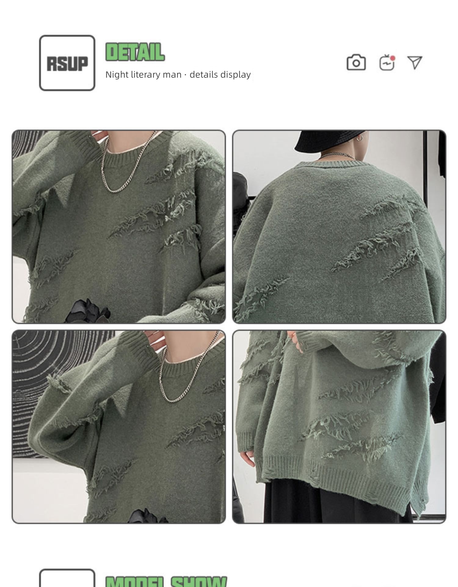 Advanced sense easy American style street Minority Round neck sweater