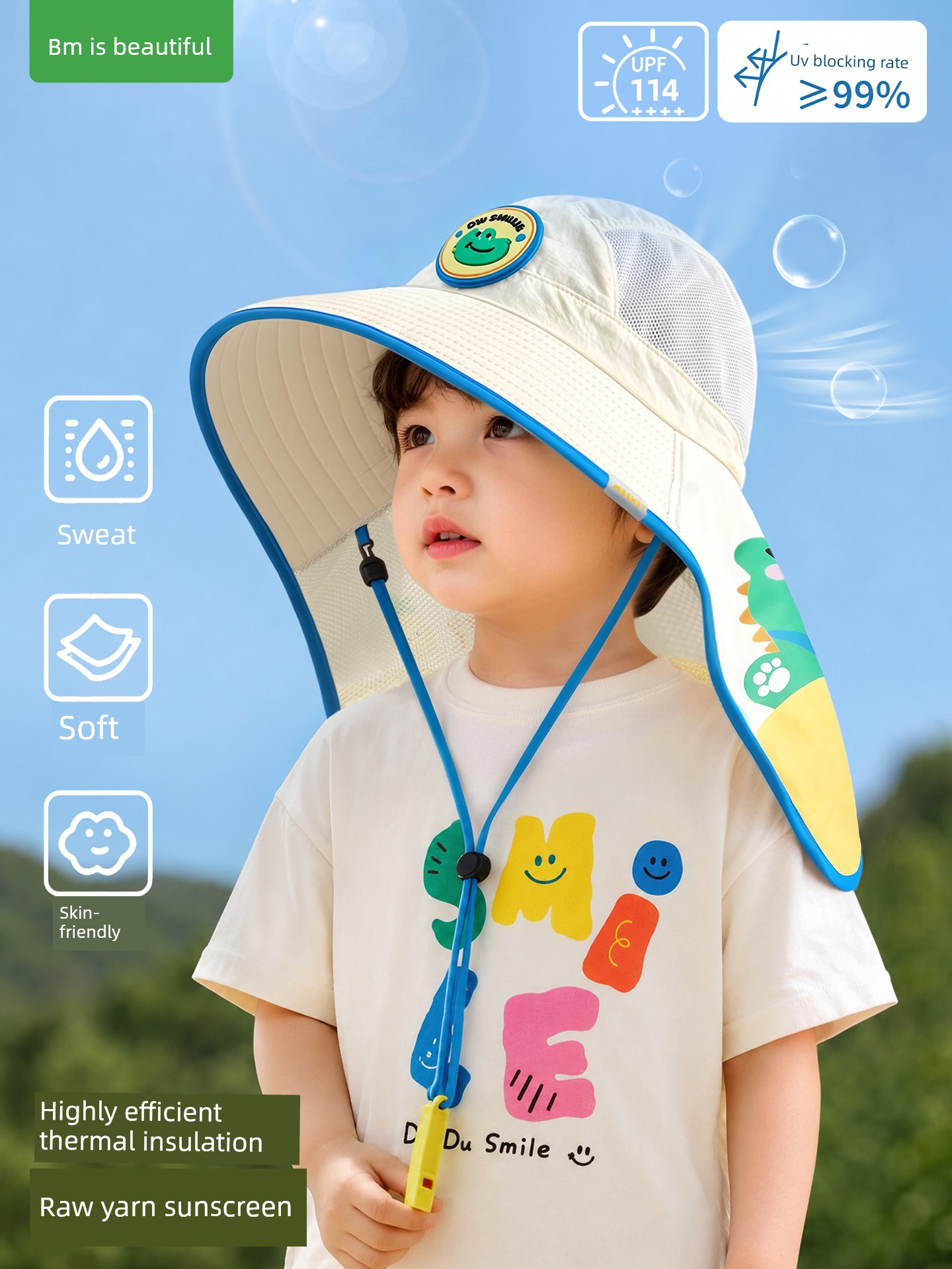 Children's Sun Protection Hat for Boys and Girls, Large Brim Sun Hat for Kids, Baby Sun Hat for Boys and Girls