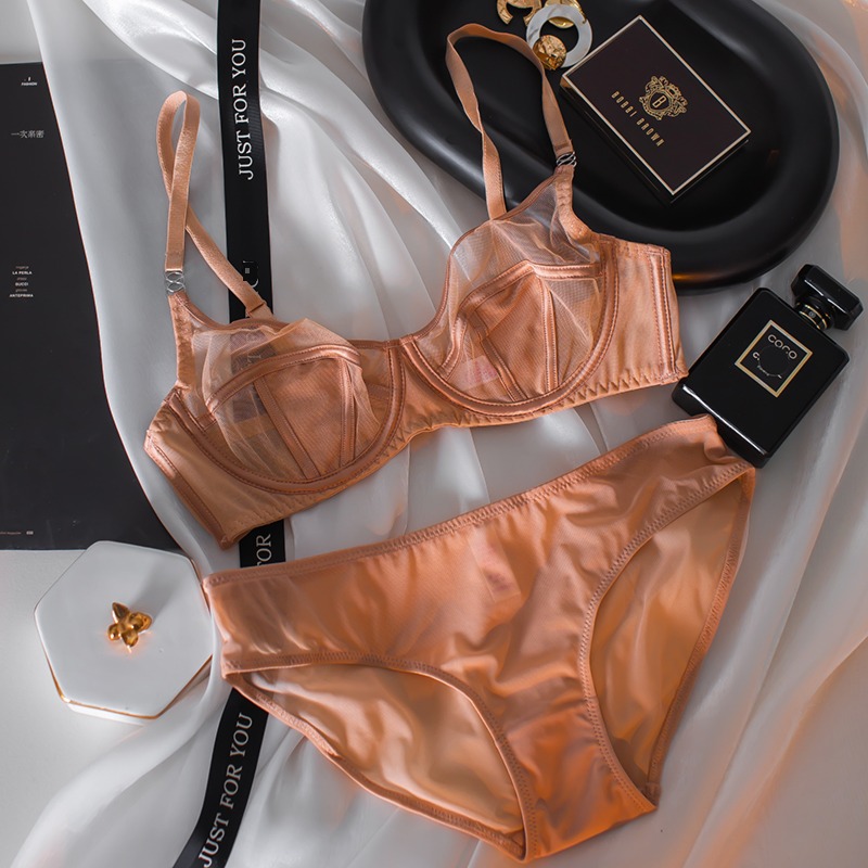 Micropermeability Gauze Anti bump Underwear set sexy Bras