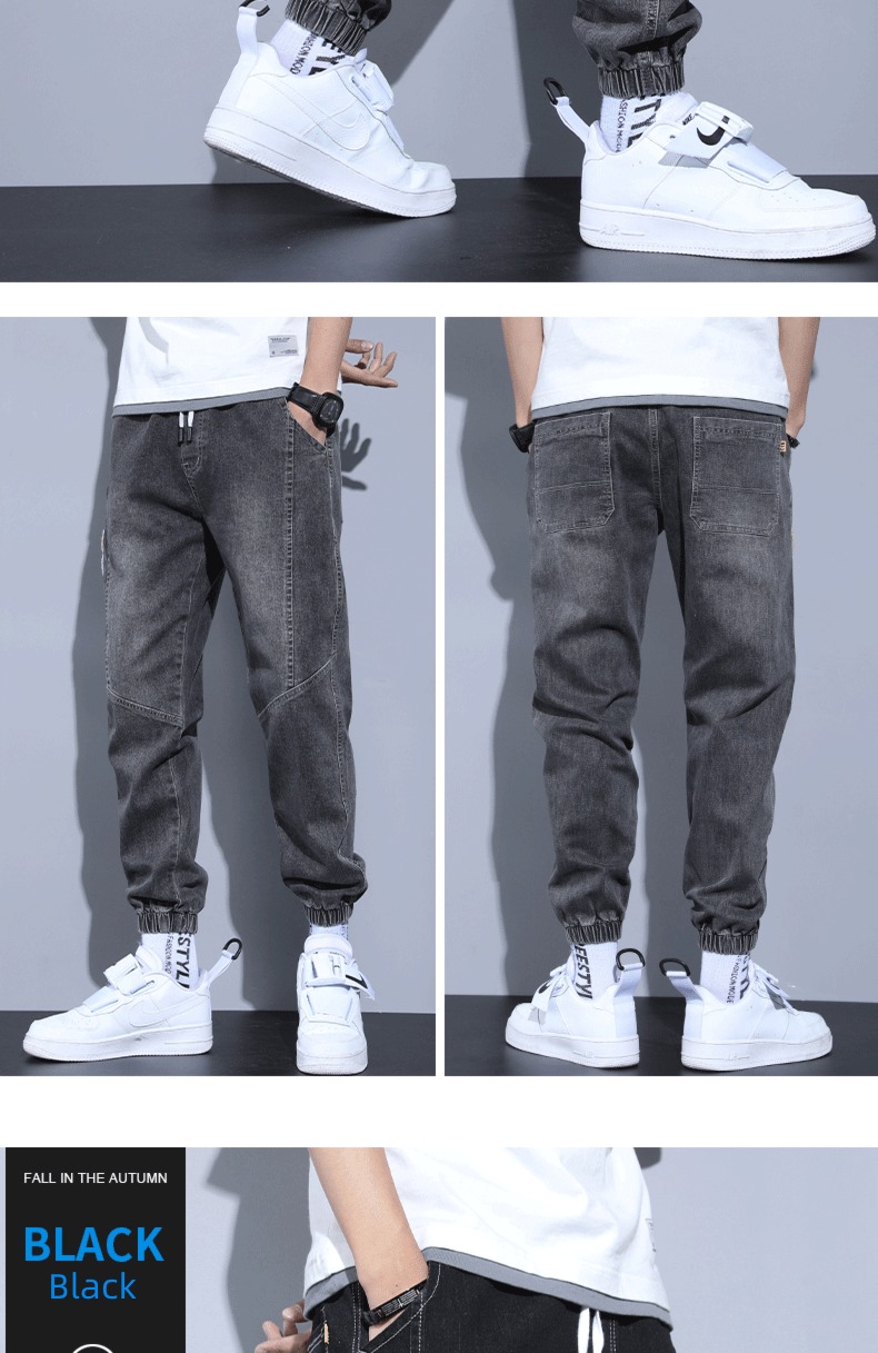 Senma autumn work clothes schoolboy Nine points Denim pants