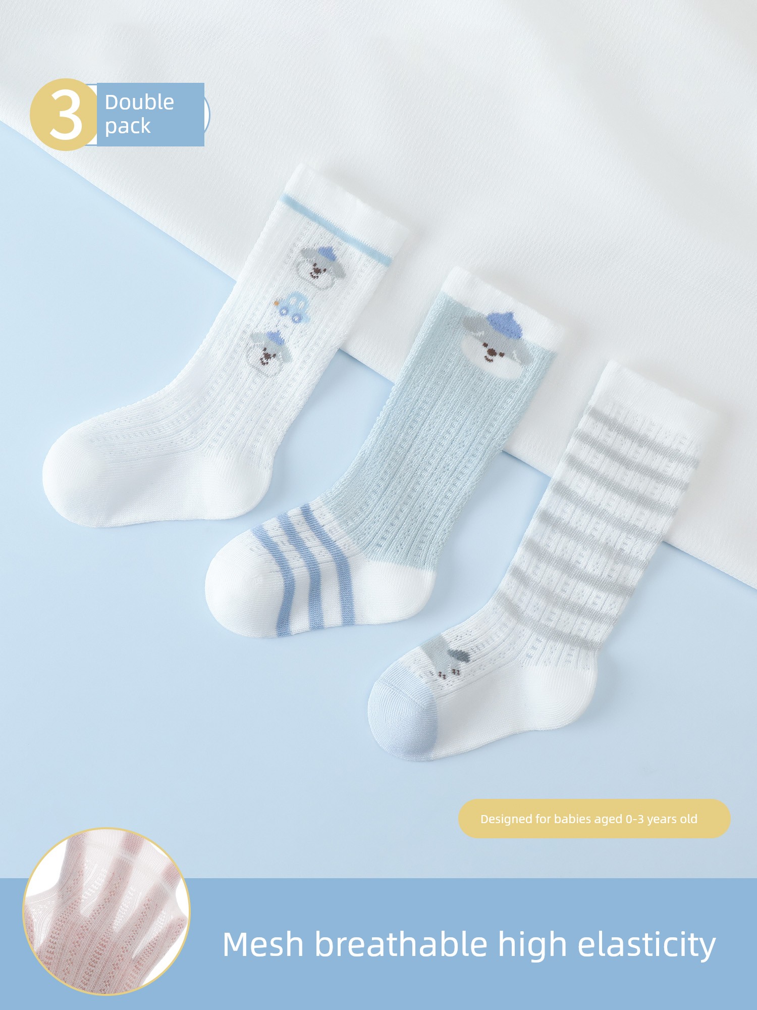 Baby Socks, Summer Thin Mid-Calf Socks for Infants Aged 6-12 Months, Class A, Mosquito-Proof, Non-Binding on the Legs, for Boys