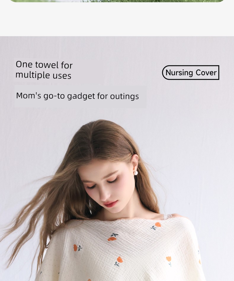 Nursing Cover Cloth Pure Cotton Nursing Towel out Cover Feeding Artifact Fashion Tape Extra Large Confinement Shawl Covering Clothing — 12