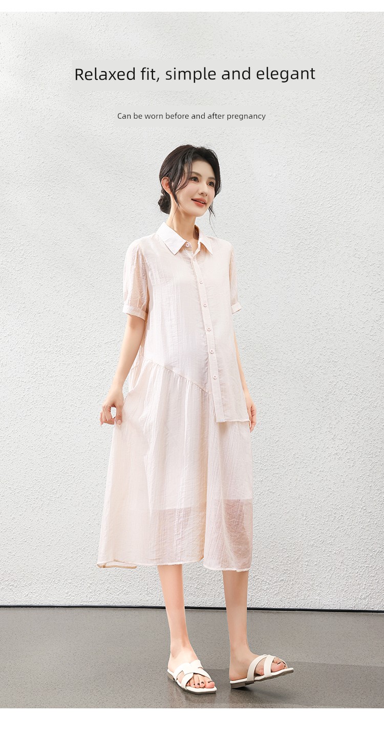 Forencos Maternity Dress 2026 New Loose Tencel Dress Summer Thin Mid-Length Dress Elegant Outfit — 6