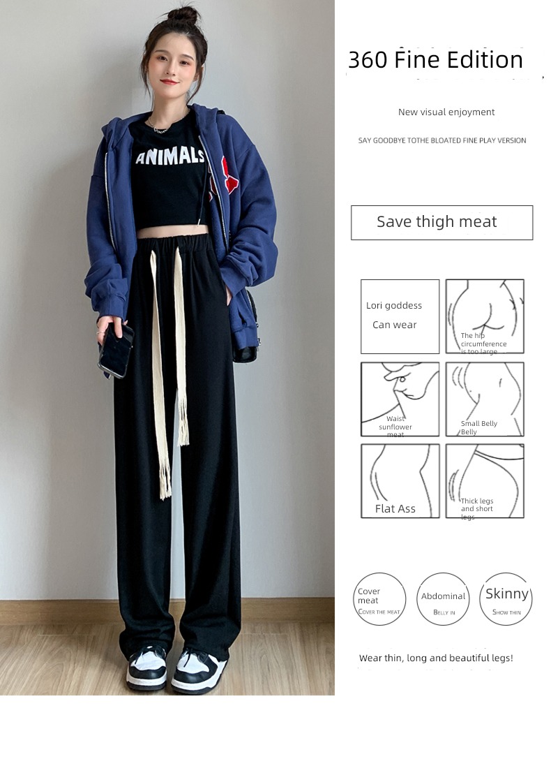 female Autumn and winter High waist Plush little chap Sports pants Drawstring
