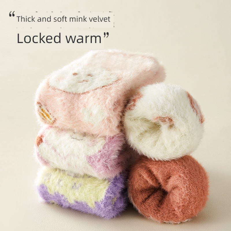 Hosiery children Mink hair Autumn and winter Cartoon lovely Socks