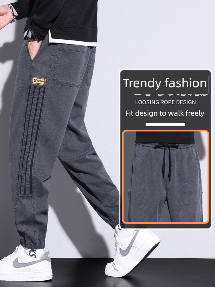 man Casual pants Autumn and winter 2022 The new Tie one's feet motion work clothes Plush thickening trousers Men's trousers Autumn and winter Wear out