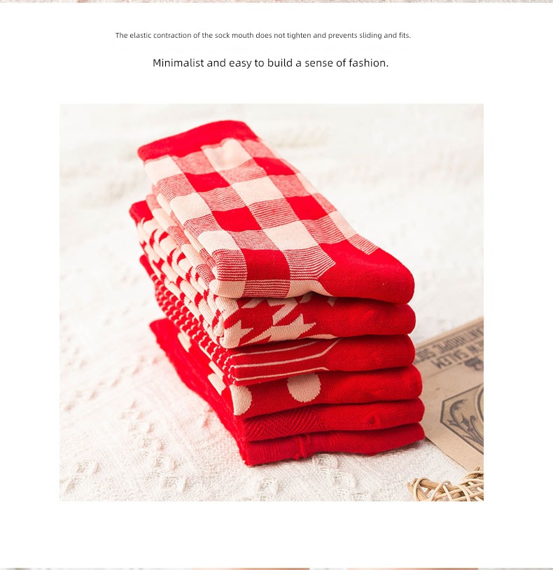 Autumn and winter Cotton Benmingnian marry Bridal red Socks