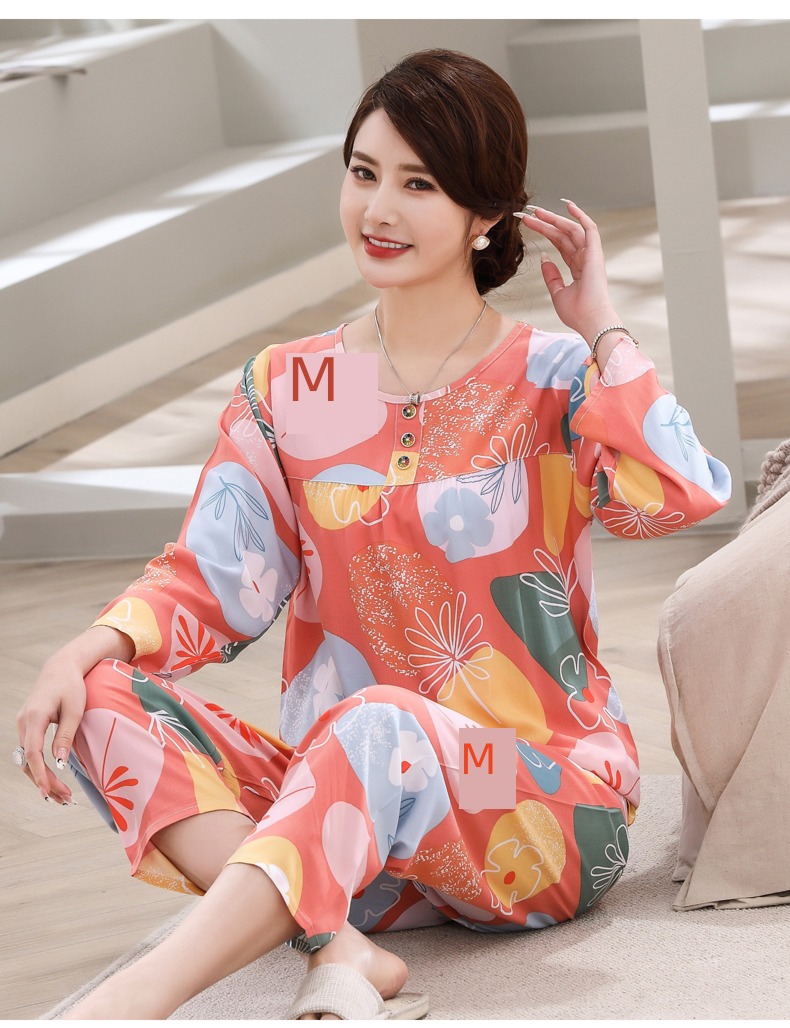 pajamas female summer Big size Can be worn out Long sleeve poplin