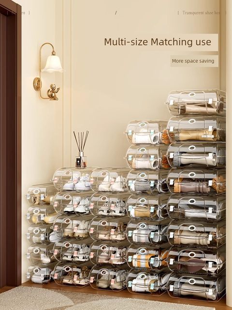 Naipeng transparent shoe box storage box plastic boots shoe box shoe cabinet storage shoe rack storage tool space saving