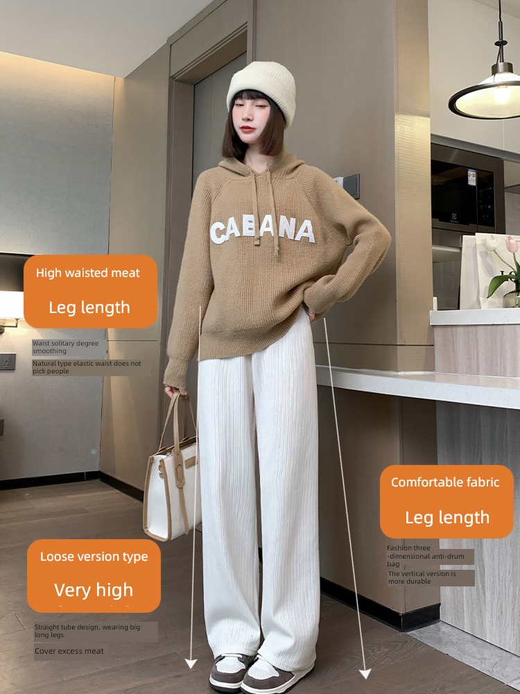 chenille  female Autumn and winter High waist Plush leisure time Wide leg pants
