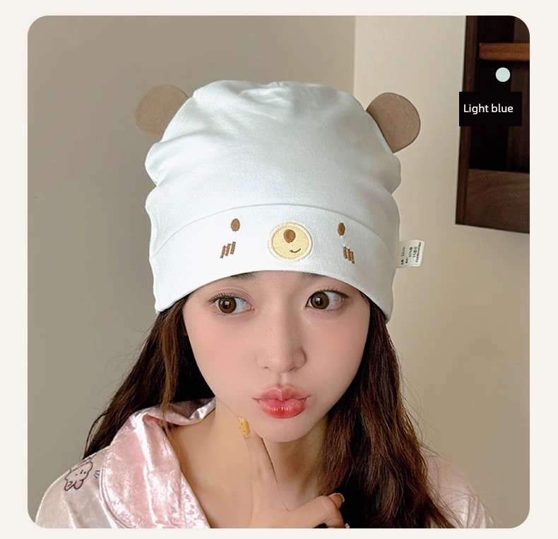 Postpartum Hat for All Seasons, Pure Cotton, Class A, Large Head Circumference, Cute, Thin Style for Spring and Summer, Windproof for Postpartum Women, — 13