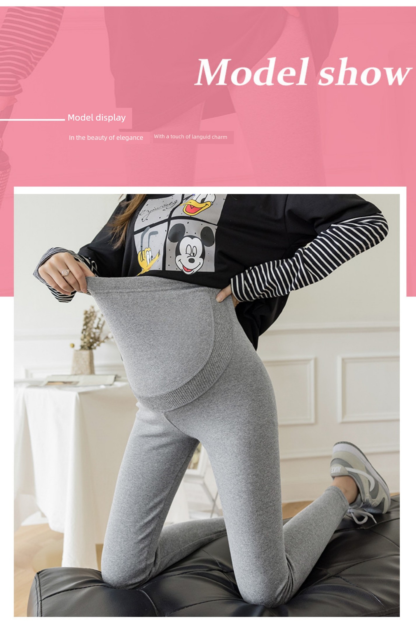 Maternity Pants for Autumn, Thin Fleece, Outerwear, Belly Support Pants, Trendy Mom Style, Non-Tightening on the Belly during Pregnancy, Winter — 16
