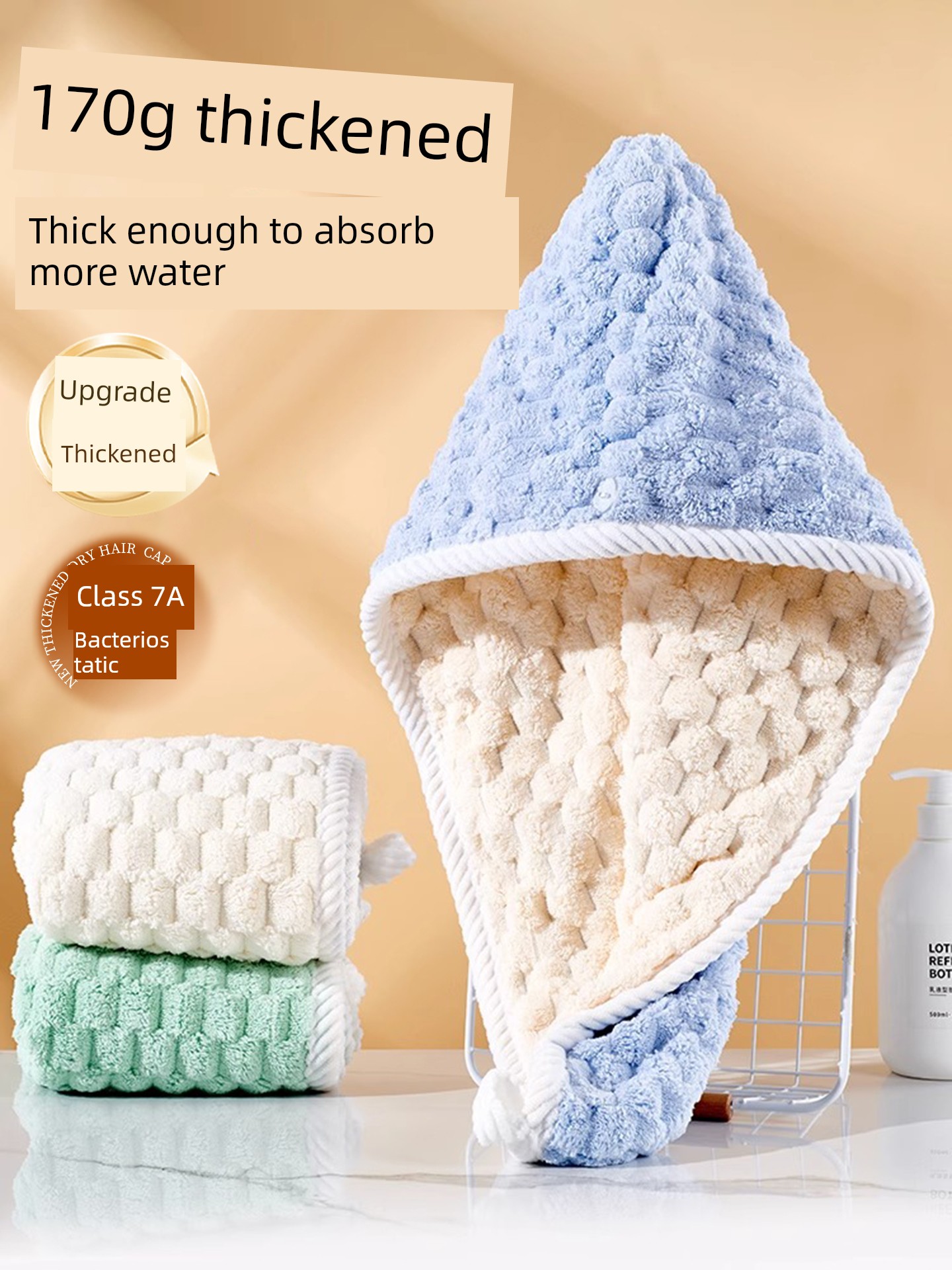 Hair-Drying Cap Women's Top Thickened Water-Absorbing Quick-Drying Headcloth Towel Wipe Hair Hair Drying Towel Double-Layer Shower Cap New Arrival