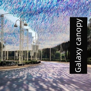 Colorful Tassel Laser Rain Curtain, Galaxy Sky Ceiling Decoration, Wind-Swept Gauze Curtain, Scenic Walking Street Atmos