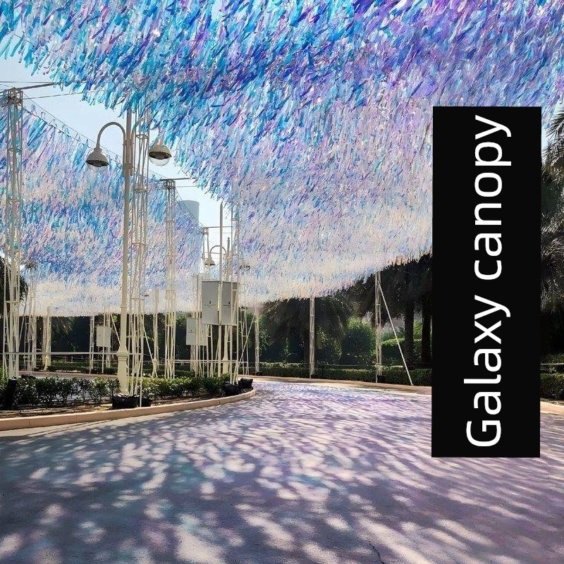Colorful Tassel Laser Rain Curtain, Galaxy Sky Ceiling Decoration, Wind-Swept Gauze Curtain, Scenic Walking Street Atmosphere Setup