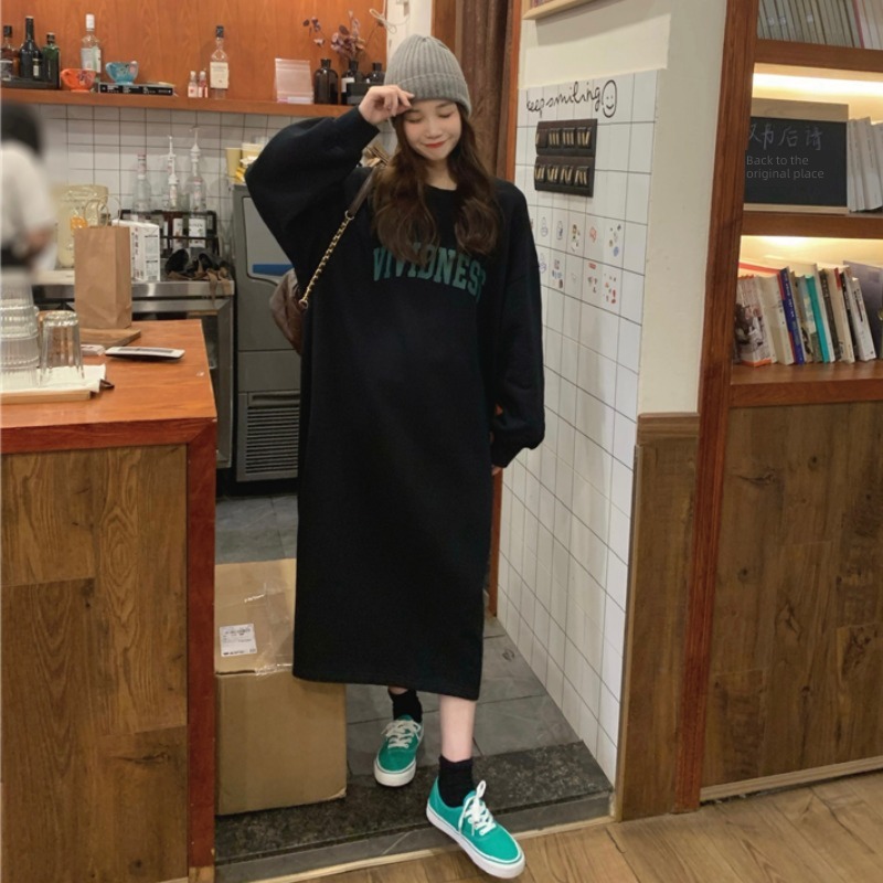 easy Lazy wind Show thin leisure time grey Dress