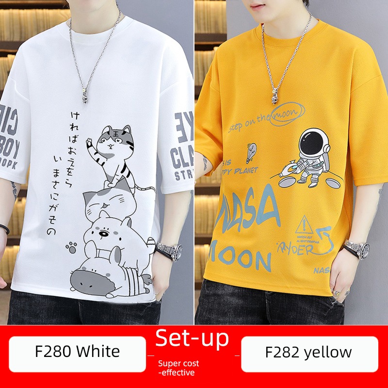 man Port style full marks summer teenagers Short sleeve T-shirt