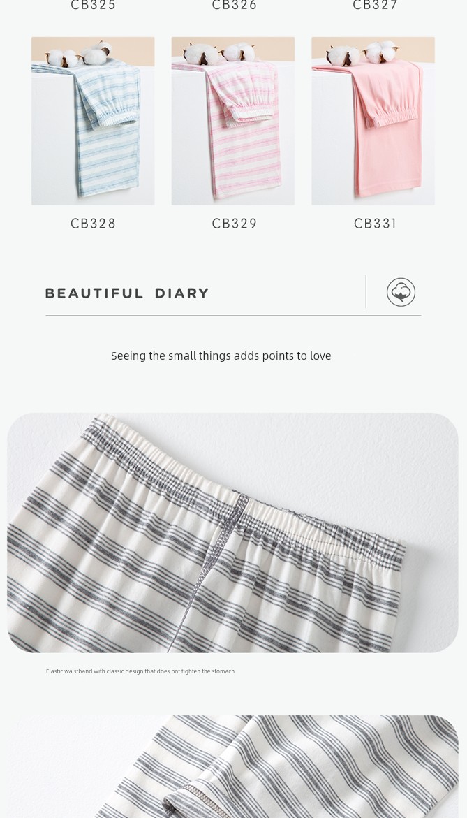 Japanese Style 2 Pieces Summer Pants Baby Air Conditioning Pants Children's Pajamas Anti-Mosquito Home Pants Pure Cotton Thin Boy Girl — 9