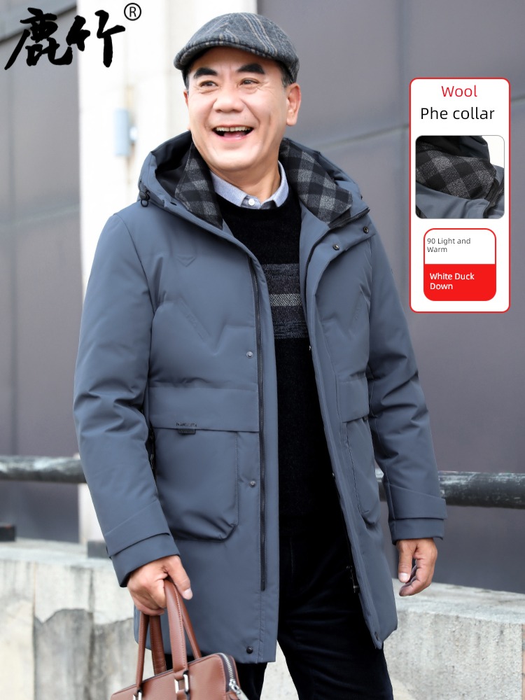 dad Medium and long term Extremely cold keep warm Hooded Down Jackets