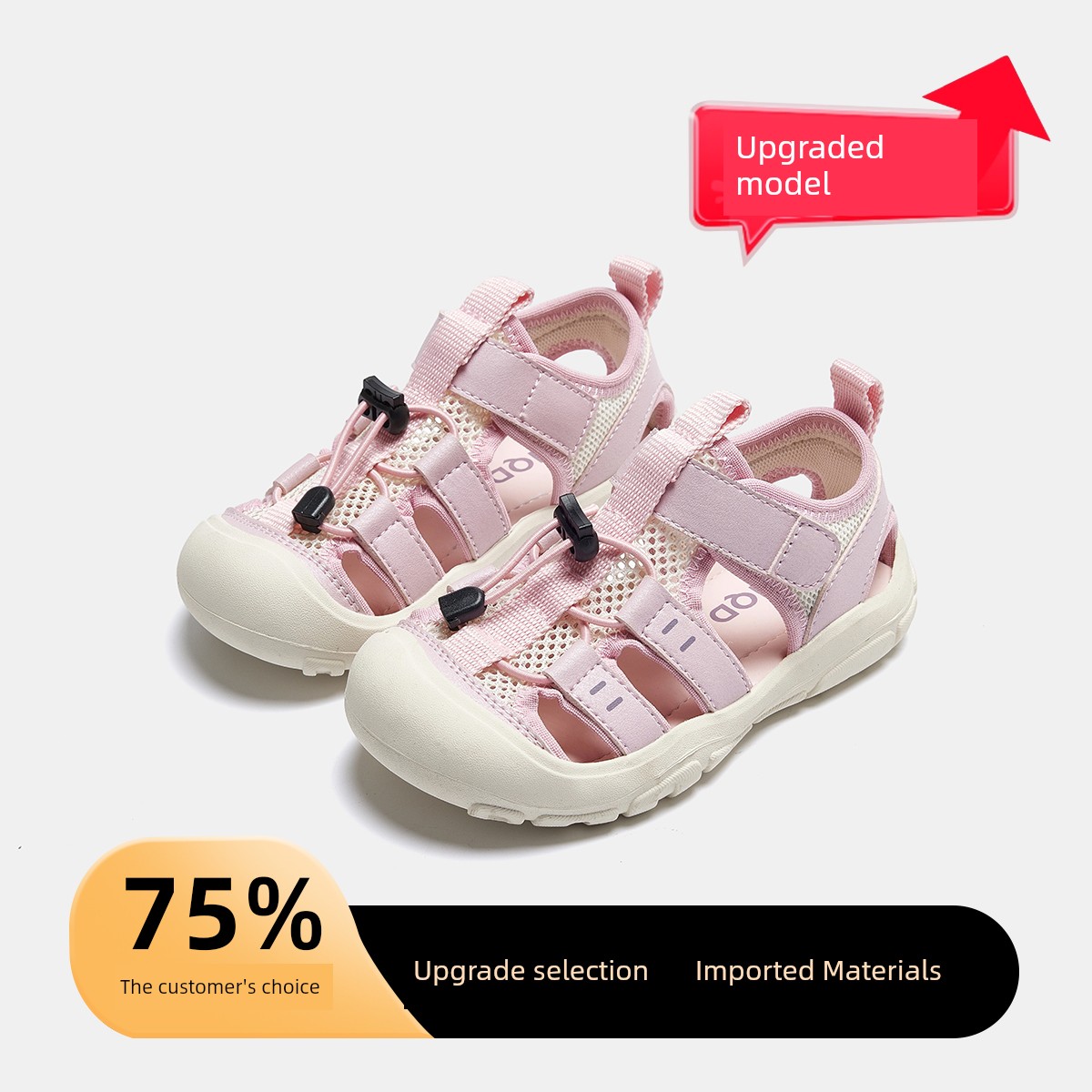 Mqd Boys' Lightweight Sports Sandals 2026 Summer Style Hollow Breathable Non-Slip Outdoor Closed-Toe Beach Shoes — 8