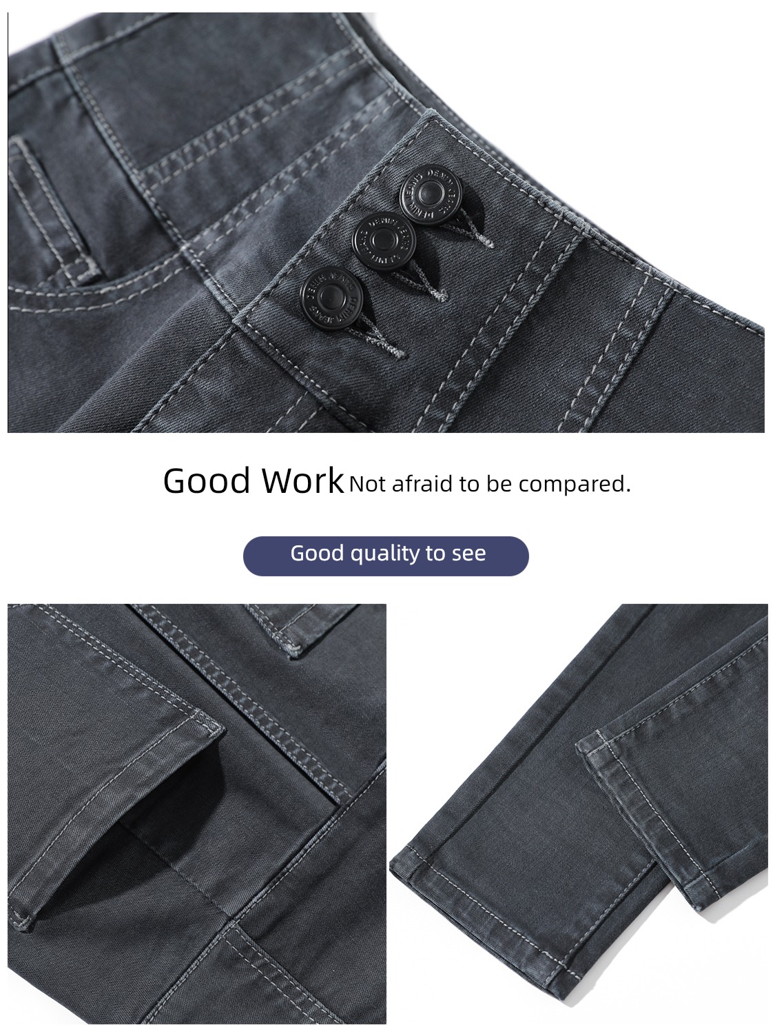 High waist Tight fitting Smoky grey pencil winter Jeans