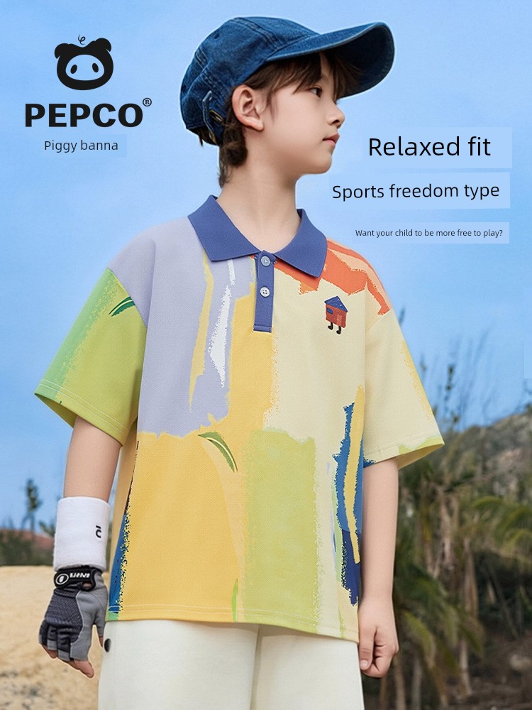 Piggy Banner Kidsren's Polo Shirt Boys' Cool Short-Sleeved T-Shirt 2026 New Style Boys' Lapel Quick-Drying Top W — 4