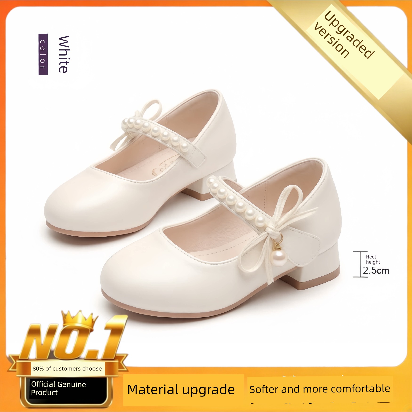 Princess Shoes for Girls with Small High Heels to Match Dresses 2026 New Soft-Soled Summer White Soft Shoes for Little Girls Summer Leather Shoes — 2