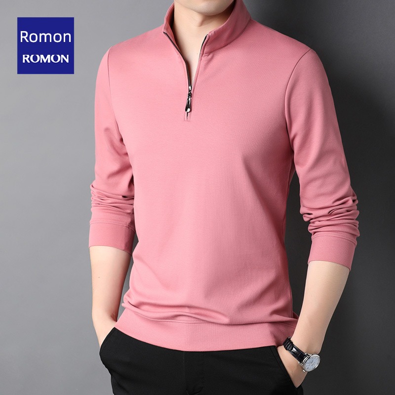fashion Romon Half high collar zipper autumn leisure time T-shirt