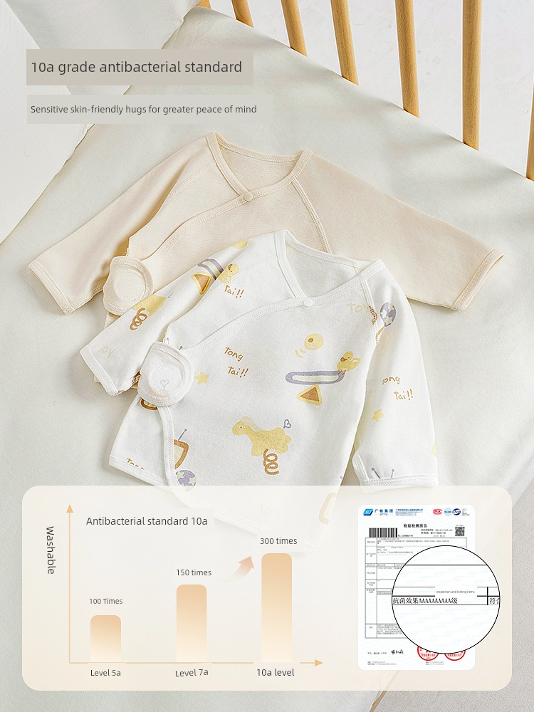 Tongtai Baby Half-Back Shirt, Spring and Autumn Pure Cotton Newborn Clothing, Monk-Style Outfit, Newborn Baby Belly-Protecting Top, Full-Month Outfit