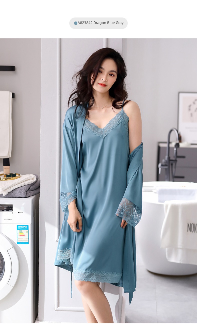 Bathrobe Ice silk summer camisole sexy suit pajamas