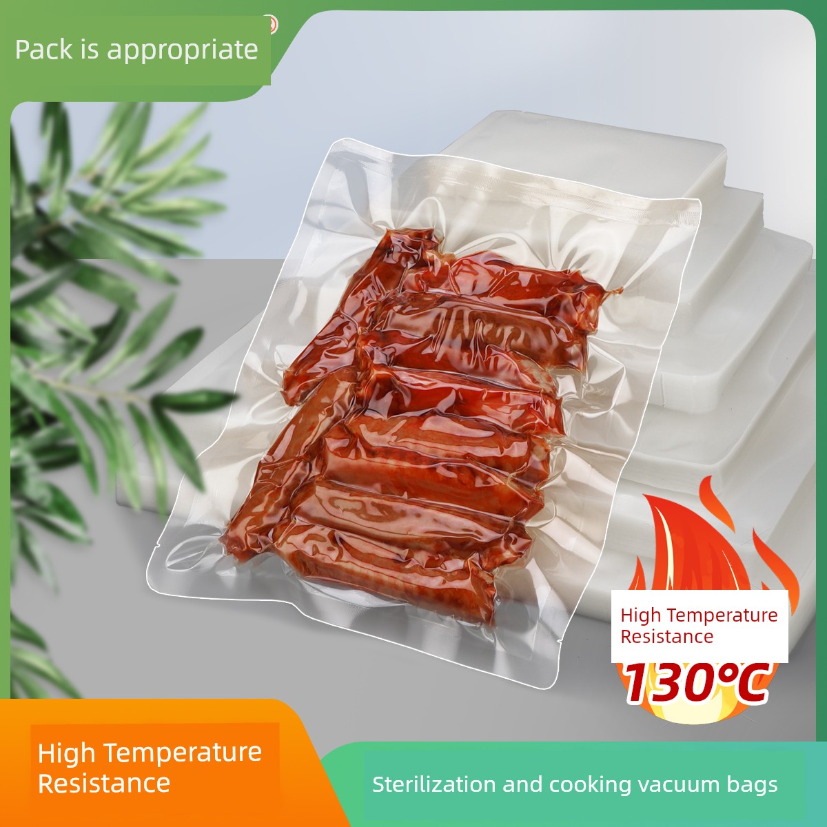 Heating Sterilization Boiled Sealed Transparent Vacuum Bag
