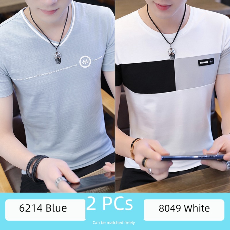 V-neck Put on your clothes Ice feeling fashion man Short sleeve T-shirt