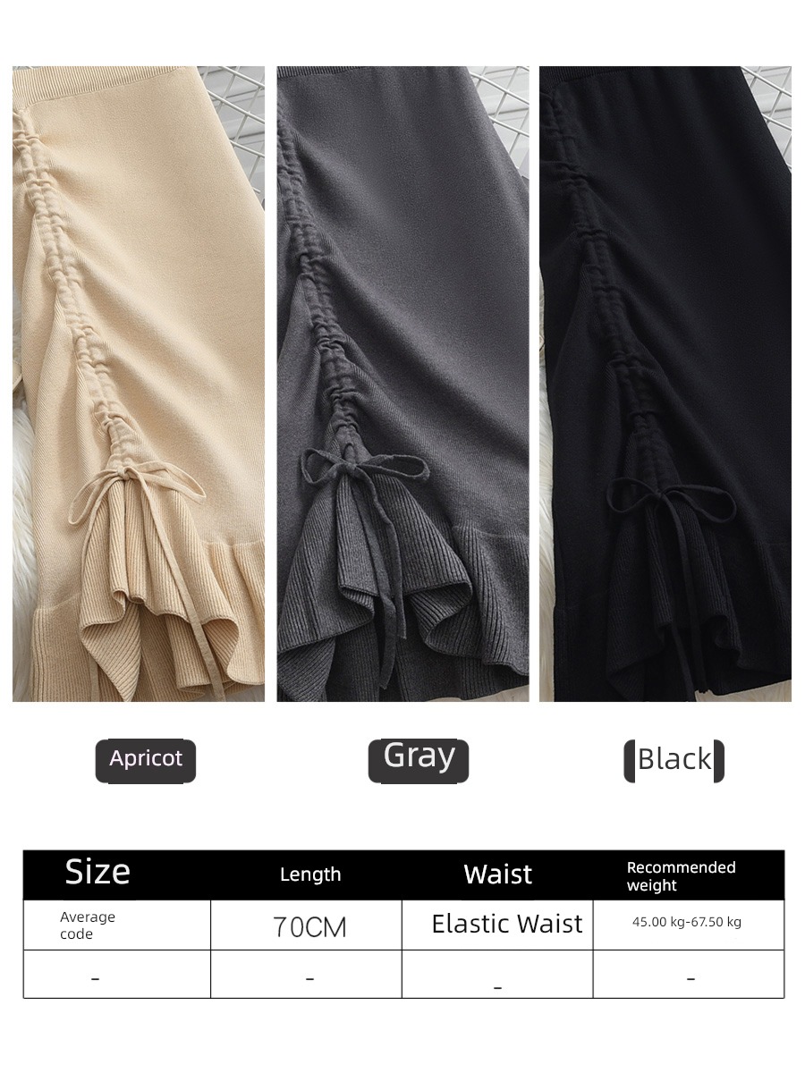 fish tail knitting skirt Autumn and winter Medium and long term Drawstring