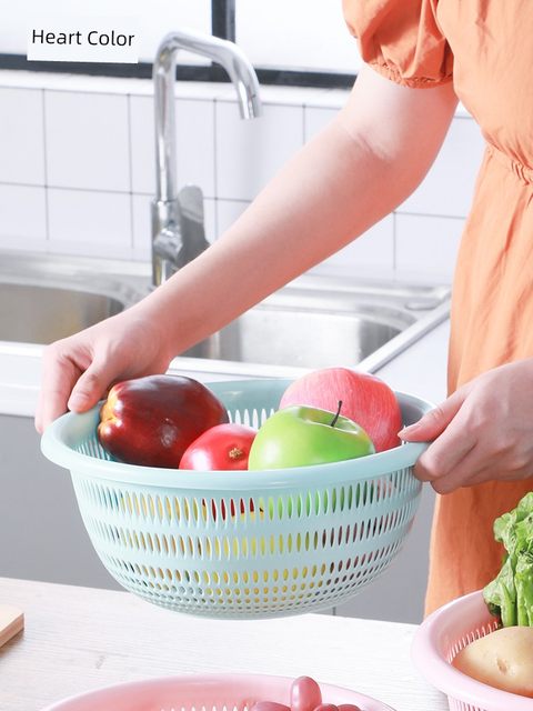 Sink wash vegetables and blue chips, vegetables and fruits, dishes and chopsticks, wash lai basin drain basket, plastic large creative kitchen