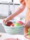 Sink wash vegetables and blue chips, vegetables and fruits, dishes and chopsticks, wash lai basin drain basket, plastic large creative kitchen